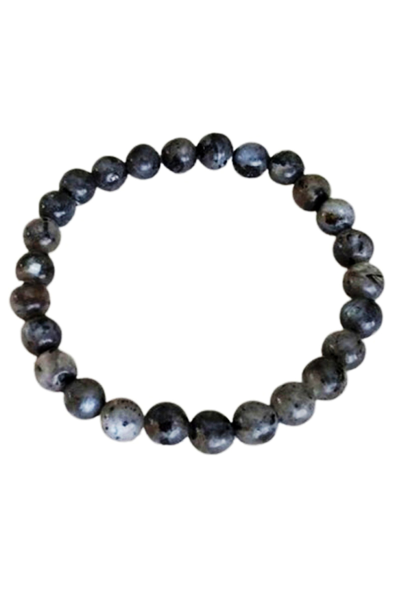 Natural Black Moonstone 6mm Round Shape Smooth Cut Beads Stretchable Bracelet for Men & Women.
