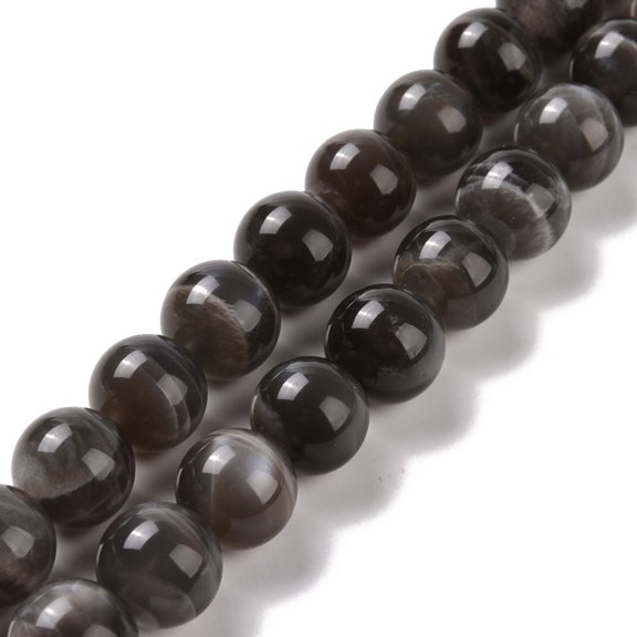 Natural Black Moonstone Beads Strands Round 12mm Hole: 1mm about 33pcs/strand 15.7 inch