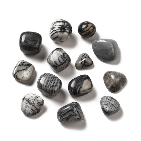 Natural Black Netstone Beads Tumbled Stone Vase Filler Gems No Hole/Undrilled 17~30x15~27x8~22mm diy