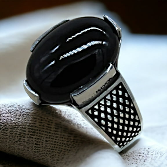 Natural Black ONYX 925 STERLING Silver Ring Handmade Gift Jewelry for Him Oxidised Silver Ring Oval Shape Ring KOHI Ring KCR033