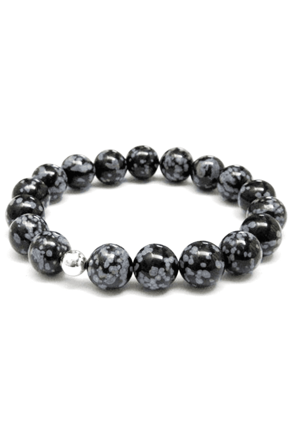 Natural Black Obsidian 10mm Round Shape Smooth Cut Beads Stretchable Bracelet for Men & Women.