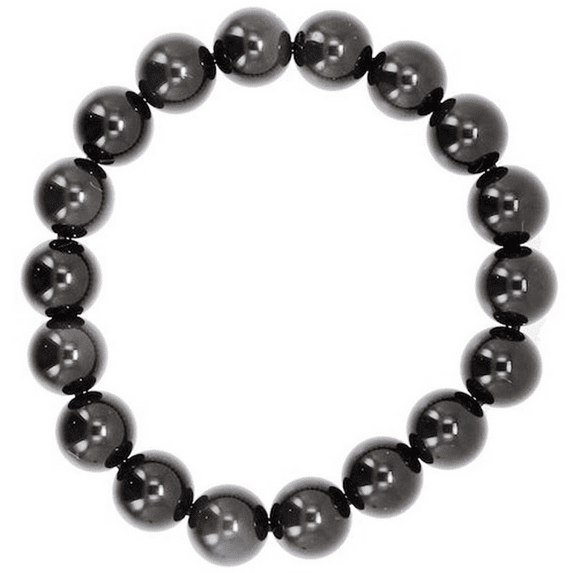 Natural Black Obsidian 10mm Round Shape Smooth Cut Beads Stretchable Bracelet for Men & Women.