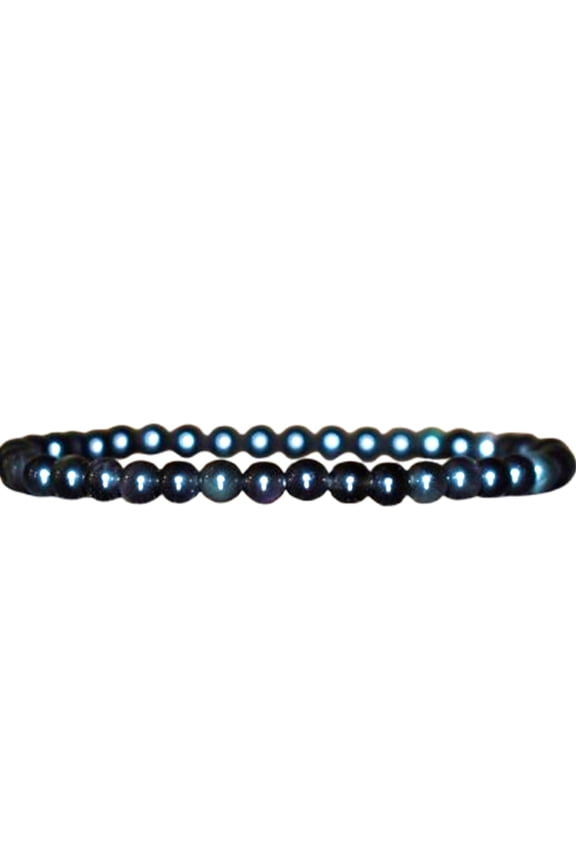 Natural Black Obsidian 4mm Round Shape Smooth Cut Beads Stretchable Bracelet For Men & Women. Unisex Bracelet