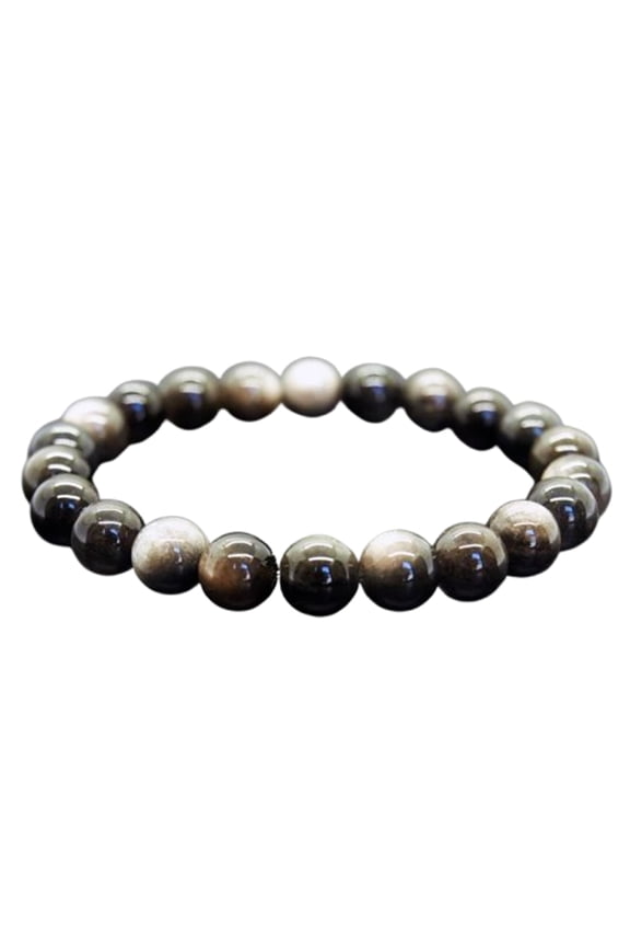 Natural Black Obsidian 8mm Round Shape Smooth Cut Beads Stretchable Bracelet For Men & Women. Unisex Bracelet