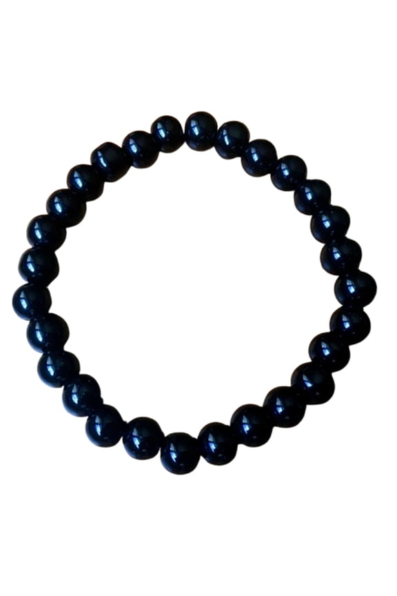 Natural Black Obsidian 8mm Round Shape Smooth Cut Beads Stretchable Bracelet For Men & Women. Unisex Bracelet