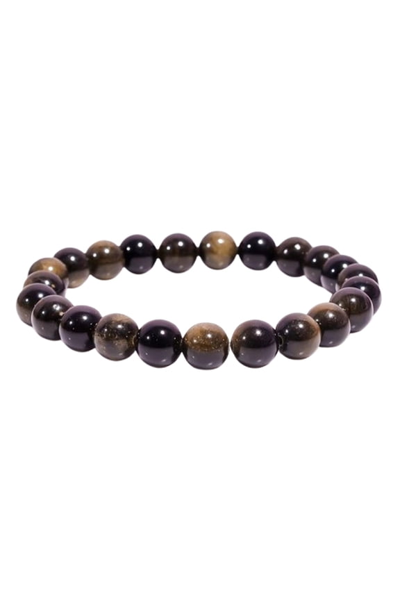 Natural Black Obsidian 8mm Round Shape Smooth Cut Beads Stretchable Bracelet For Men & Women. Unisex Bracelet