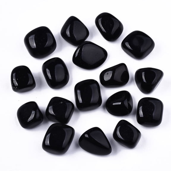 Natural Black Obsidian Beads Healing Stones for Energy Balancing Meditation Therapy Tumbled Stone Vase Filler Gems No Hole/Undrilled 19~30x18~28x10~24mm 250~300g/bag