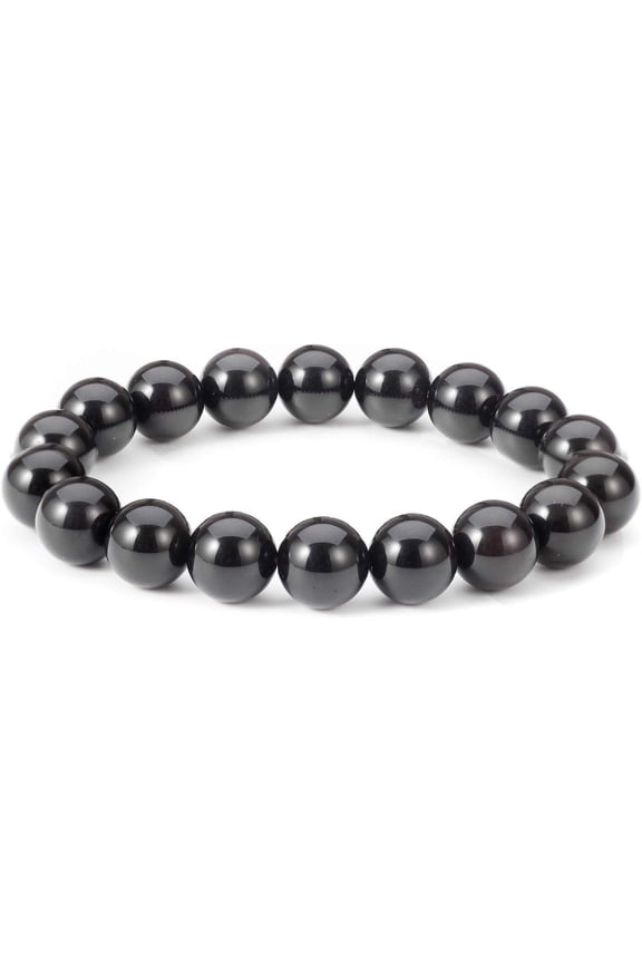 Natural Black Obsidian Bracelet 10MM Tibetan Mala Bead Crystal Gemstones Bracelet For Men Woman