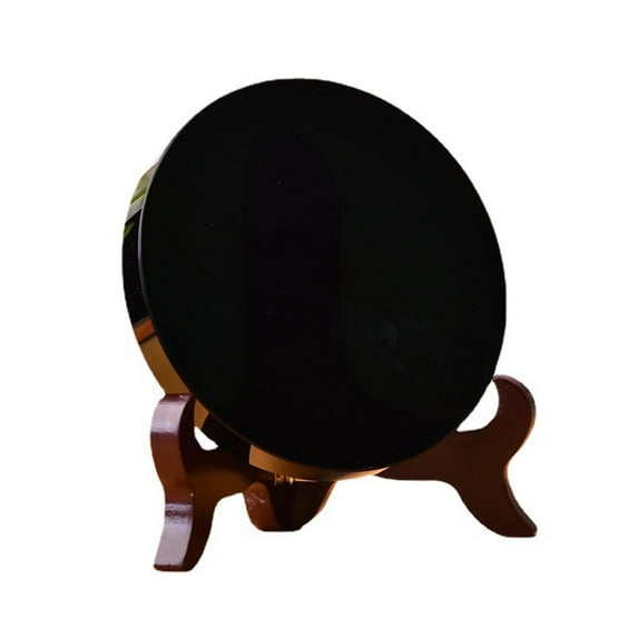 Natural Black Obsidian Scrying Mirror Heal Crystals Round Stone Plate Hot Y8