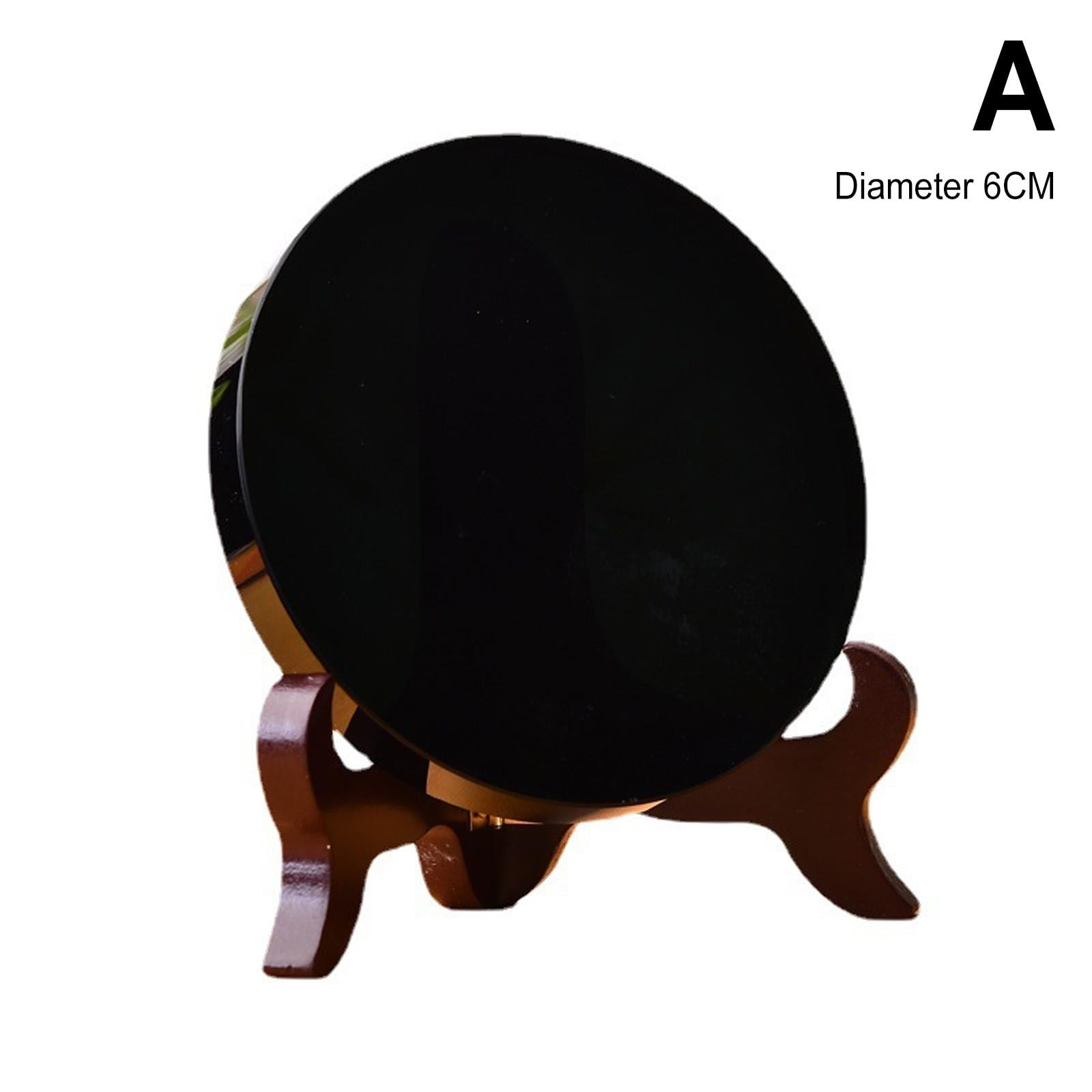 Natural Black Obsidian Scrying Mirror With Wood Stand - Witchcraft, Divination & Meditation Tool (3.15")