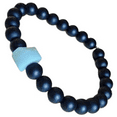 thumbnail image 1 of Natural Black Obsidian With Amazonite 8mm Round Shape Smooth Cut Beads Stretchable Bracelet for Men & Women., 1 of 2