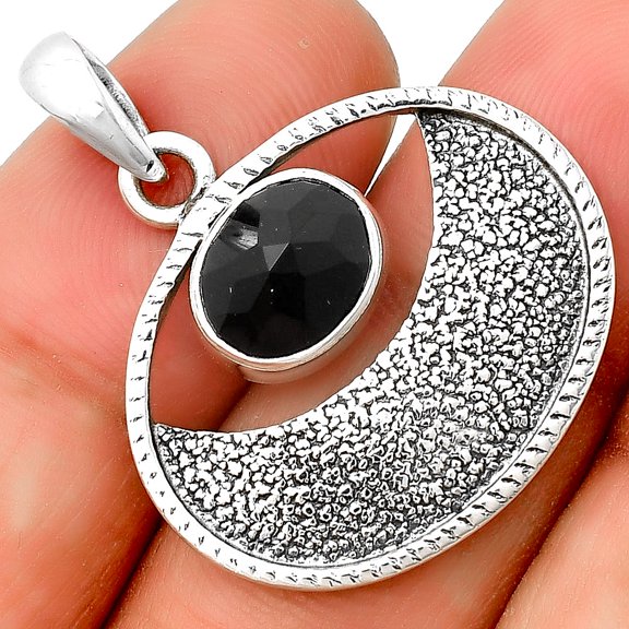 Natural Black Onyx - Brazil 925 Sterling Silver Pendant Jewelry P-1630 SDP133059