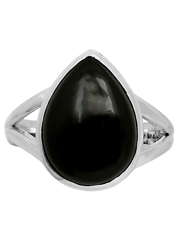 Natural Black Onyx - Brazil 925 Sterling Silver Ring s.8 Jewelry R-1005 SDR249138