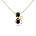 thumbnail image 1 of Natural Black Onyx Cat Design Pendant Necklaces for Women in 18K Yellow Gold Vermeil, July Birthstone Jewelry Gifts for Her Birthday, Anniversary, Mothers Day, Party, Valentines, 1 of 7