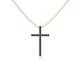 thumbnail image 1 of Natural Black Onyx Cross Shape Pendant Necklaces for Women in 18K Rose Gold Vermeil, July Birthstone Jewelry Gifts for Her Birthday, Anniversary, Graduation, Christmas, Mothers Day, Valentines, 1 of 7