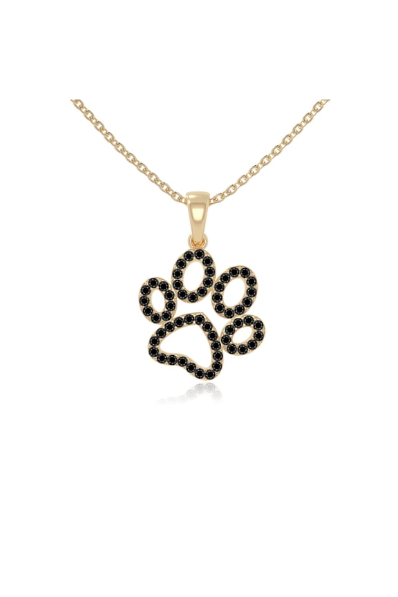 Natural Black Onyx Dog/Cat Paw Shape Pendant Necklaces for Women in 18K Yellow Gold Vermeil,July Birthstone Jewelry Gifts for Her Birthday,Anniversary,Mothers Day,Christmas,Graduation,Valentines
