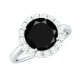 thumbnail image 1 of Rosec Jewels Black Onyx Engagement Ring with Halo - Natural Black Onyx Diamond Ring (AAA Grade Certified) - with Jewelry Box, 18K White Gold, US 11.50, 1 of 8