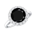 thumbnail image 1 of Rosec Jewels Black Onyx Engagement Ring with Halo - Natural Black Onyx Diamond Ring (AAA Grade Certified) - with Jewelry Box, 925 Sterling Silver, US 4.00, 1 of 8