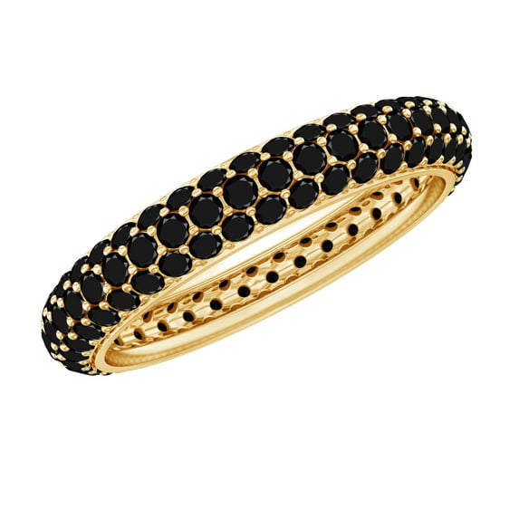 Rosec Jewels Certified Black Onyx Full Eternity Band - Anniversary Band Ring for Women - AAA Quality - With Jewelry Box, 18K Yellow Gold, US 11.50