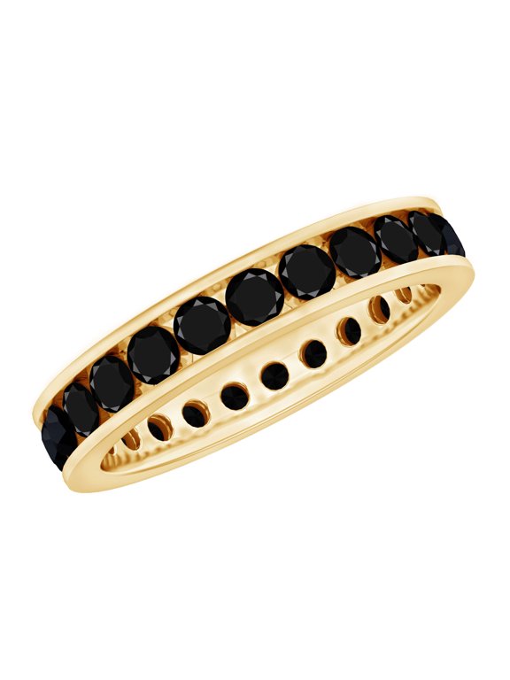 Natural Black Onyx Eternity Band for Women - Channel Set Anniversary Band Ring - AAA Quality - Ready to Gift, 10K Yellow Gold, US 5.00
