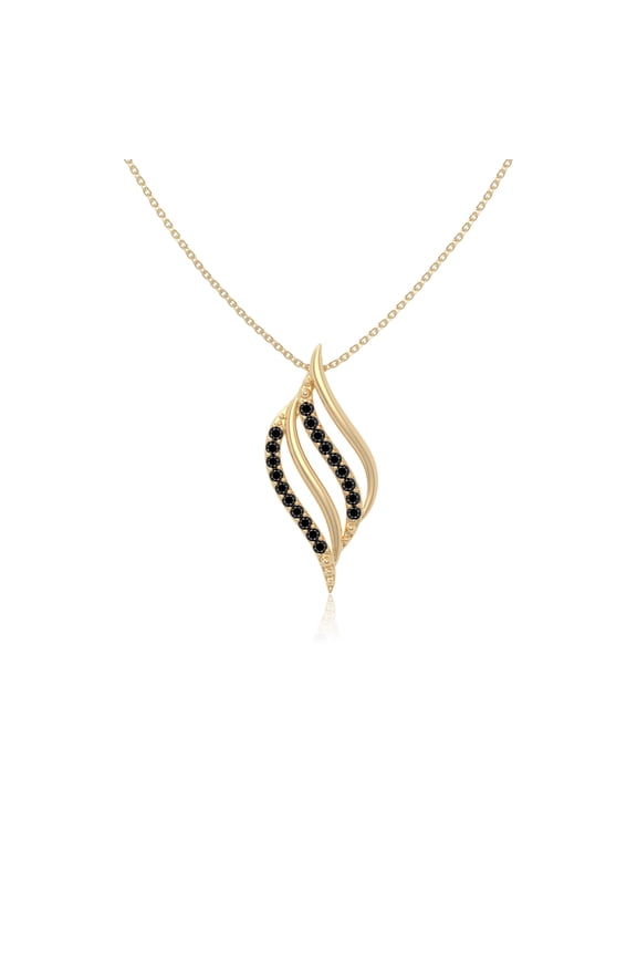 Natural Black Onyx Flame Shape Pendant Necklaces for Women in 18K Yellow Gold Vermeil, July Birthstone Jewelry Gifts for Her Birthday, Anniversary, Graduation, Christmas, Mothers Day, Valentines