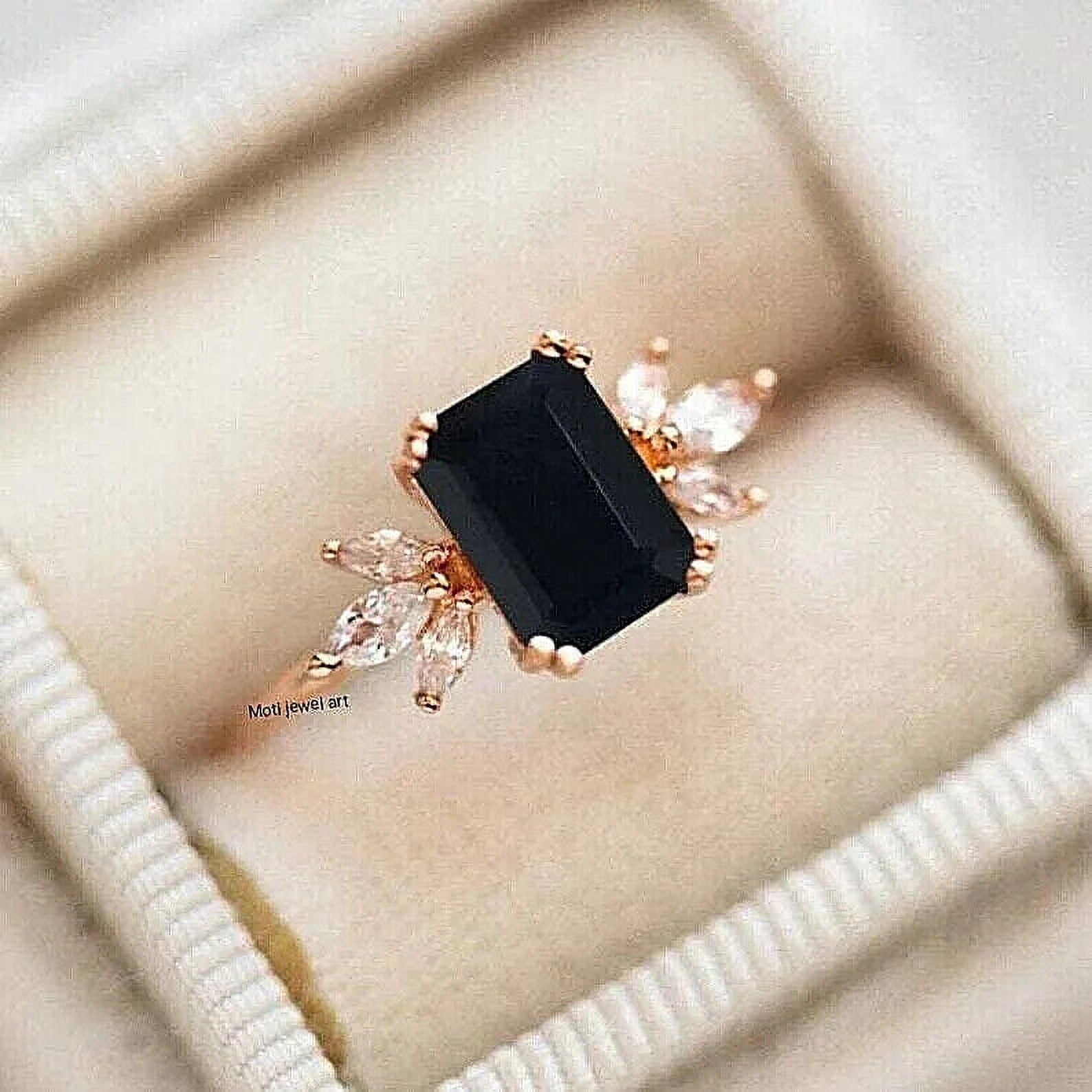 Natural Black Onyx Gems Ring,14k Rose Gold Filled , Anniversary Gift Ring For Women