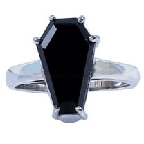 Natural Black Onyx Gemstone Coffin Ring, 925 Sterling Silver Unisex Handmade Jewelry, Wedding Engagement Metaphysical Gifts Ring, Exclusive Ultimate Awesome Ethnic Ring (Black Onyx, Size 7)