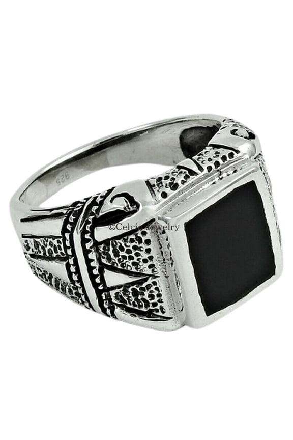 Natural Black Onyx Gemstone Ring, Genuine 925 Sterling Silver, Mens Signet Ring, Arabic Promise Ring, Proposal Ring, Wedding Gifts For Man, Unique Birthday Gifts For Dad, Fathers Day Gifts Size 7