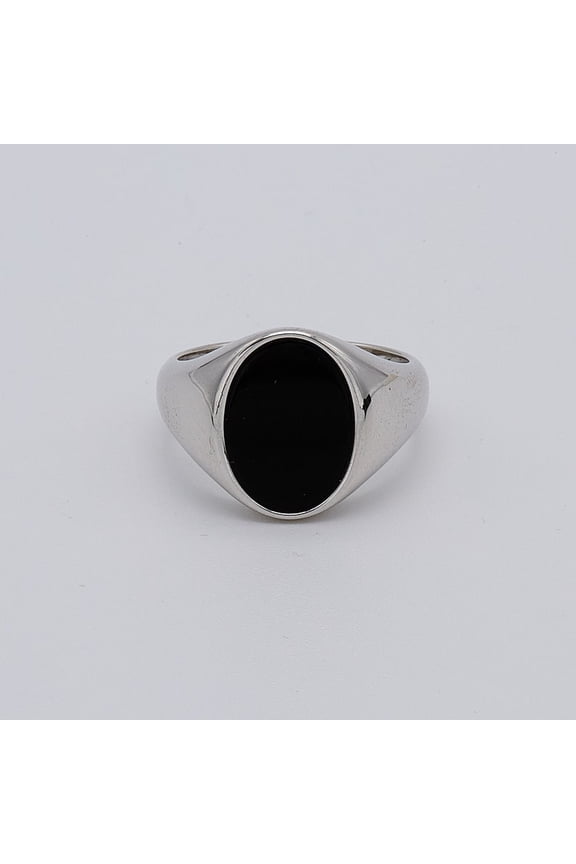 Natural Black Onyx Gemstone Ring, Oval Cut Ring, 925 Sterling Silver Men's Ring