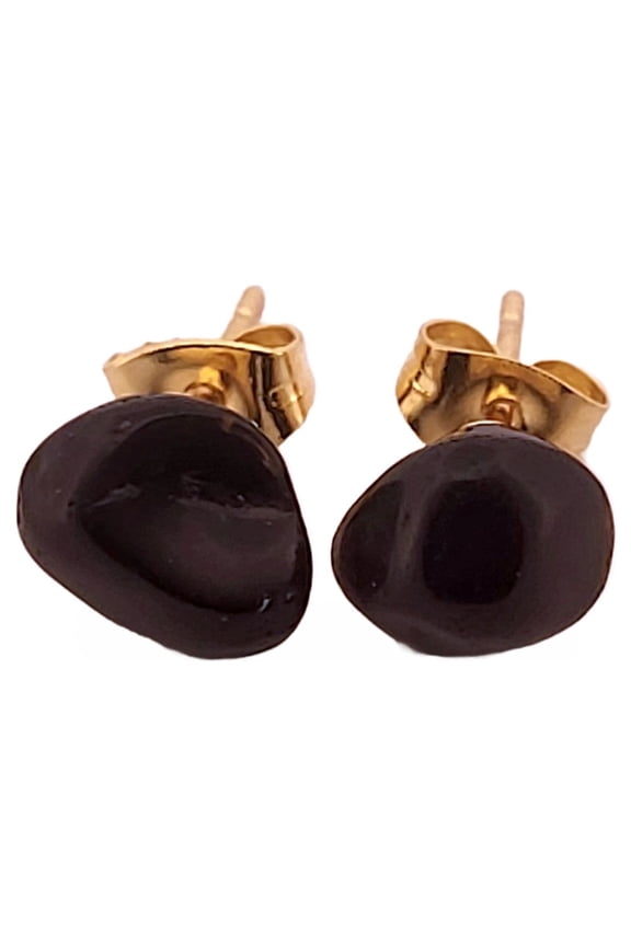 Natural Black Onyx Gold Stud Earrings NBOGSE4