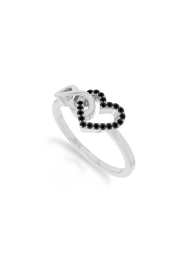 Natural Black Onyx Infinity Heart Promise Ring for Women in Sterling Silver, July Birthstone Jewelry Gifts for Her Birthday, Wedding Anniversary, Christmas, Graduation, Party, Mothers Day