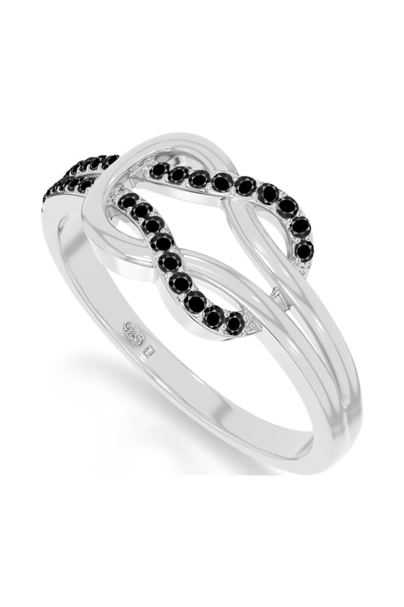 Natural Black Onyx Infinity Knot Rings for Women in Sterling Silver, July Birthstone Jewelry Gifts for Her Birthday, Wedding Anniversary, Party, Graduation, Christmas, Mothers Day, Valentines(US-9)