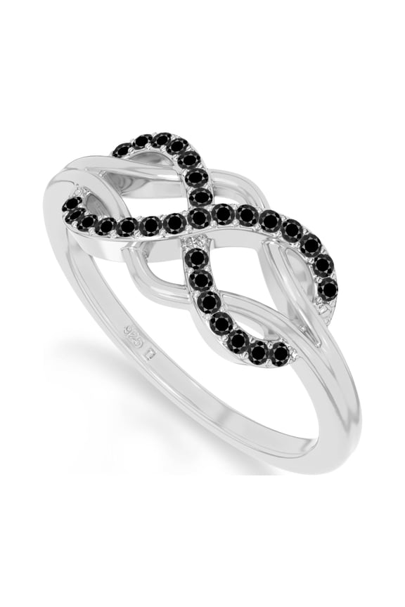 Natural Black Onyx Infinity Promise Ring for Women in Sterling Silver, July Birthstone Jewelry Gifts for Her Birthday, Wedding Anniversary, Party, Graduation, Christmas, Mothers Day, Valentines