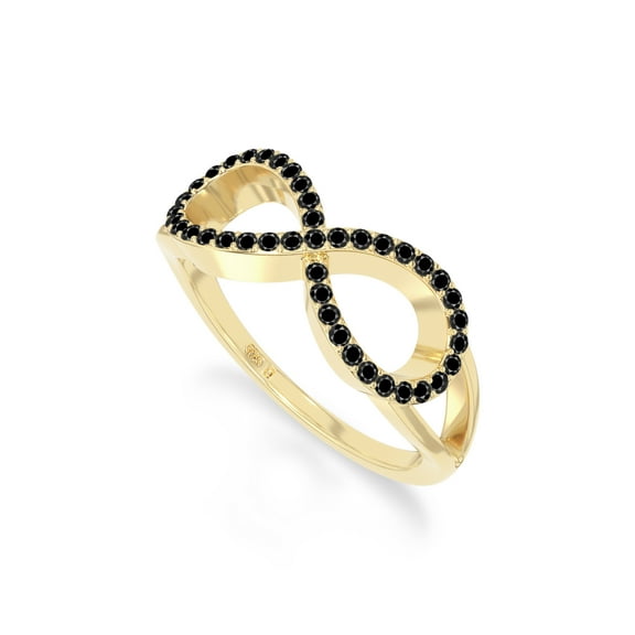 Natural Black Onyx Infinity Promise Rings for Women in 18K Yellow Gold Vermeil,July Birthstone Jewelry Gifts for Her Birthday,Wedding Anniversary,Graduation,Christmas,Mothers Day,Valentines(US-4)