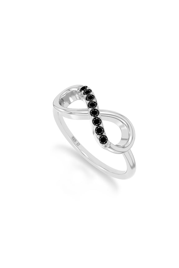 Natural Black Onyx Infinity Promise Rings for Women in Sterling Silver,July Birthstone Jewelry Gifts for Her Birthday,Anniversary,Party,Graduation,Christmas,Mothers Day,Valentines