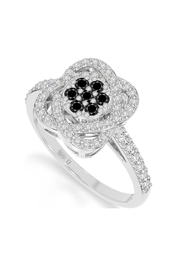 Natural Black Onyx Inner Power Rings for Women in Sterling Silver, July Birthstone Jewelry Gifts for Her Birthday, Wedding Anniversary, Party, Graduation, Christmas, Mothers Day, Valentines(US-7)