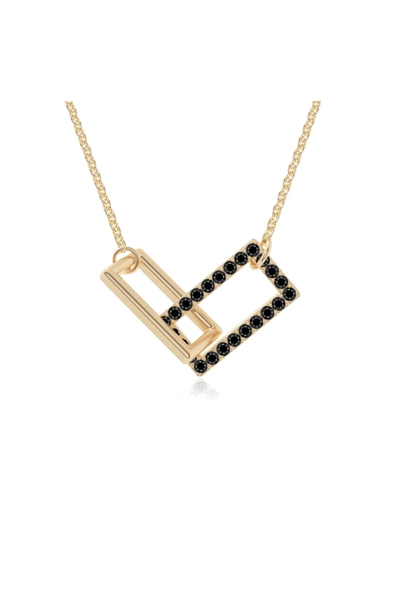 Natural Black Onyx Interlock Pendant Necklaces for Women in 18K Yellow Gold Vermeil, July Birthstone Jewelry Gifts for Her Birthday, Wedding Anniversary, Graduation, Christmas,Mothers Day,Valentines