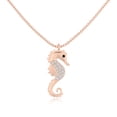 thumbnail image 1 of Natural Black Onyx with Moissanite Sea Horse Pendant Necklaces for Women in 18K Rose Gold Vermeil,July Birthstone Jewelry Gifts for Her Birthday,Wedding Anniversary,Christmas,Mothers Day,Valentines, 1 of 6