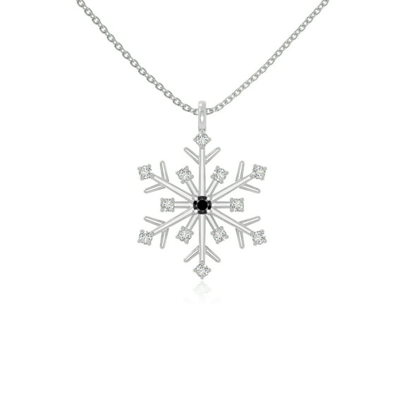 Natural Black Onyx with Moissanite Snowflake Pendant Necklaces for Women in Sterling Silver, July Birthstone Jewelry Gifts for Her Birthday, Wedding Anniversary, Mothers Day, Christmas, Valentines