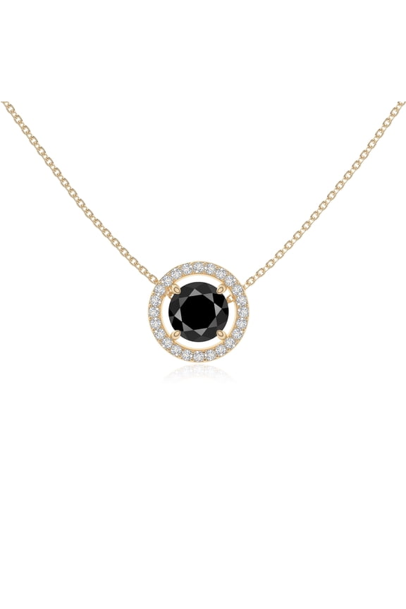 Natural Black Onyx with Moissanite Solitaire Halo Round Pendant Necklaces for Women in 18K Yellow Gold Vermeil,July Birthstone Jewelry Gifts for Her Birthday,Anniversary,Mothers Day,Party,Valentines