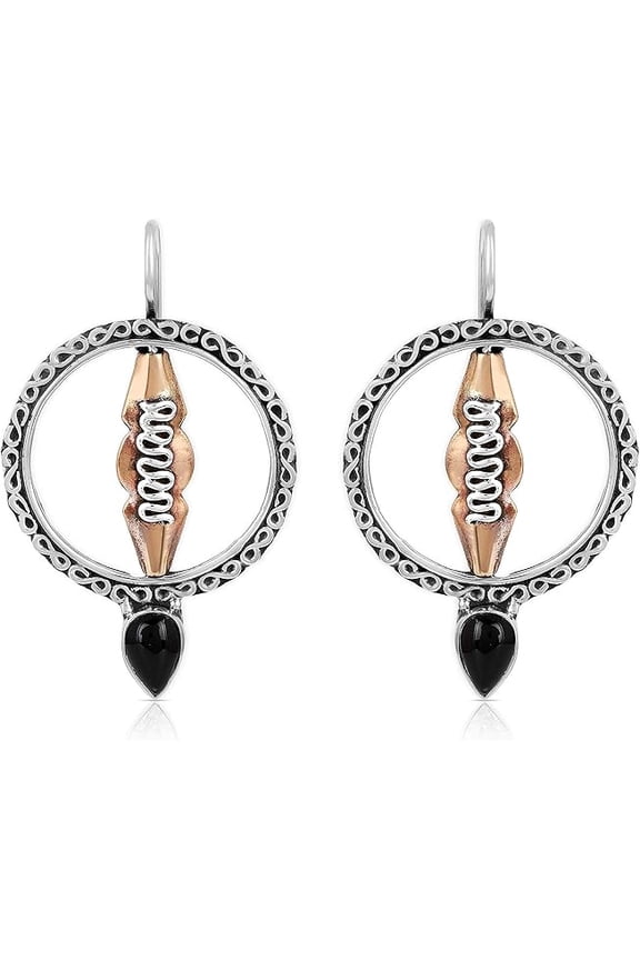 Natural Black Onyx Pear-Cut Dangle Earrings in 925 Sterling Silver – Handmade Bezel-Set Drop Earrings, Elegant Jewelry Gift for Women