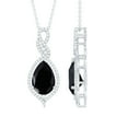 thumbnail image 1 of Rosec Jewels Natural Black Onyx Pendant with Moissanite for Women - AAA Grade - 12X8 mm, 18K White Gold, 1 of 8