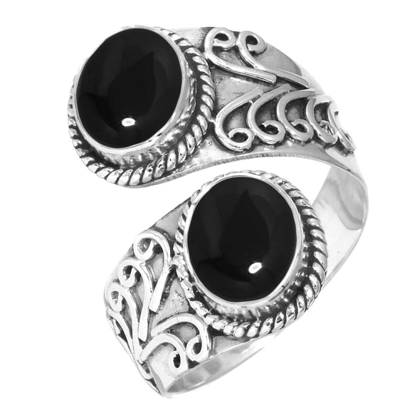 Natural Black Onyx Ring 925 Sterling Silver Handmade Jewelry