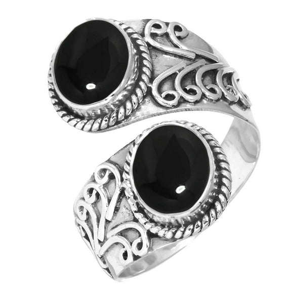Natural Black Onyx Ring 925 Sterling Silver Handmade Jewelry