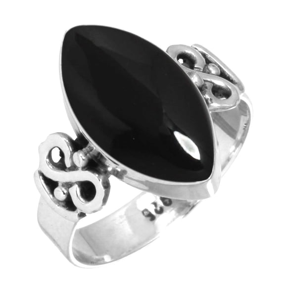 Natural Black Onyx Ring 925 Sterling Silver Handmade Jewelry