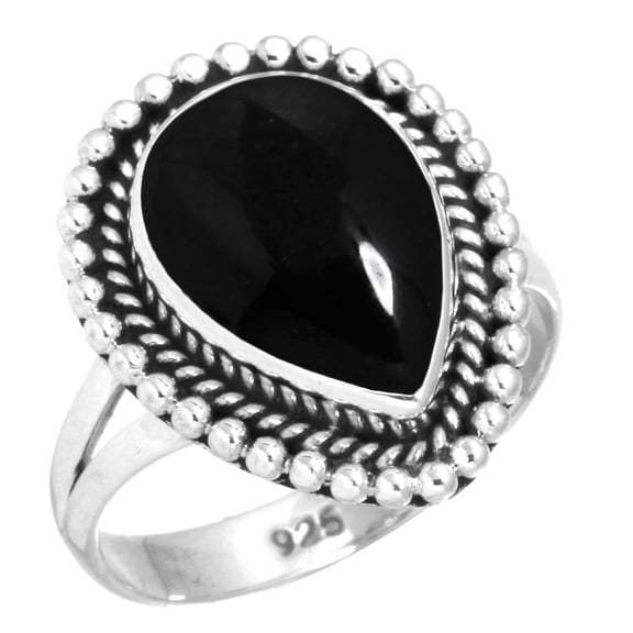 Natural Black Onyx Ring 925 Sterling Silver Handmade Jewelry
