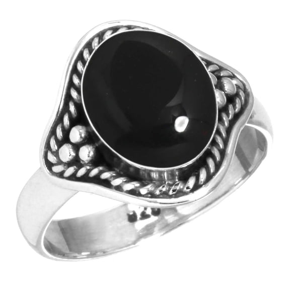 Natural Black Onyx Ring 925 Sterling Silver Handmade Jewelry