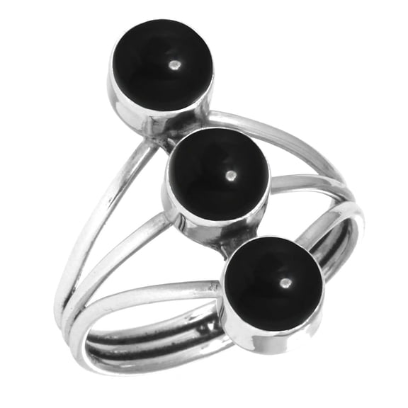 Natural Black Onyx Ring 925 Sterling Silver Handmade Jewelry