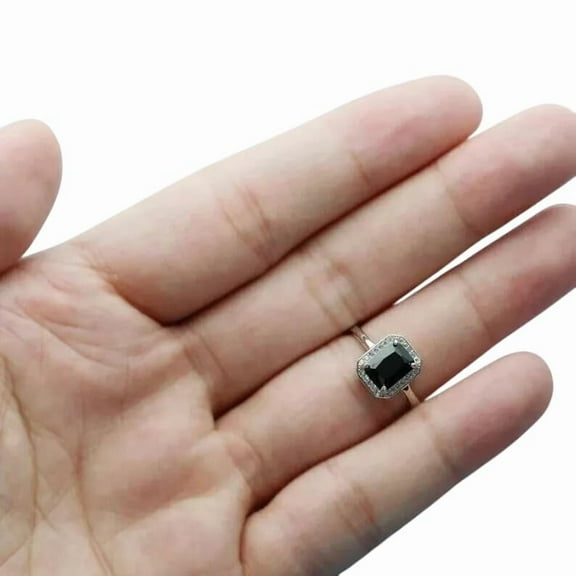 Natural Black Onyx Ring, Black Onyx Gemstone Ring, December Birthstone, Zircon Ring, Women Ring, Gold Micron, 925 Sterling Silver, Cocktail Ring, Dainty Minimalist Stacking jewelry, Valentine Ring