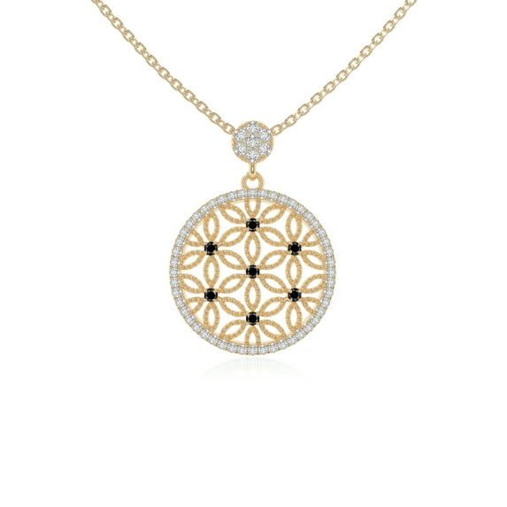 Natural Black Onyx Round Shape Pendant Necklaces for Women in 18K Yellow Gold Vermeil, July Birthstone Jewelry Gifts for Her Birthday, Anniversary, Graduation, Christmas, Mothers Day, Valentines